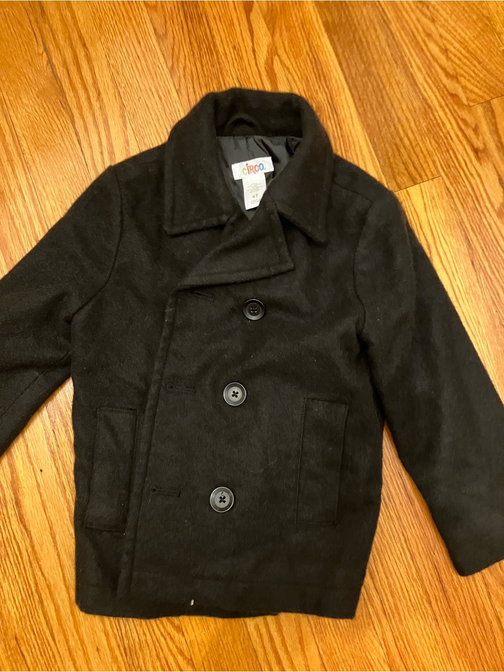 Circo Black Double-Breasted Pea Coat for Kids